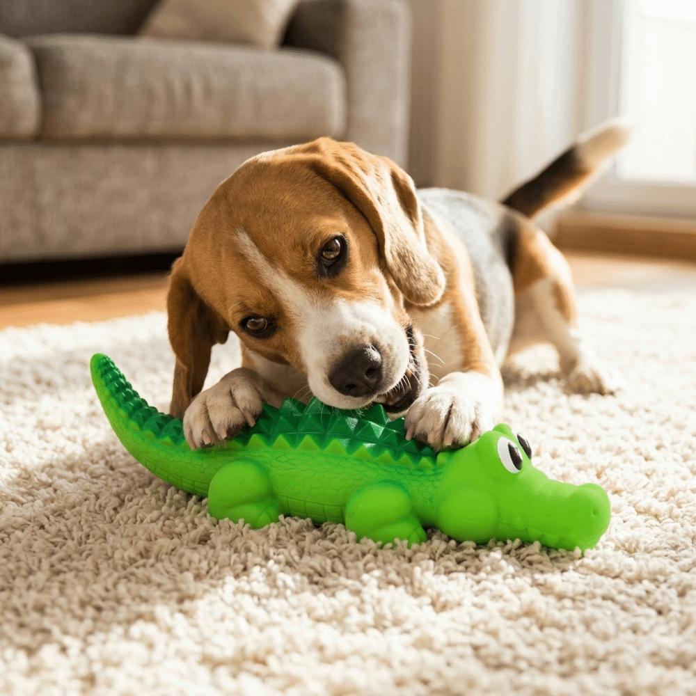 Vivid Green Squeaky Dog Alligator Toy Pet Boredom Relief Toy Puppy Teething Period