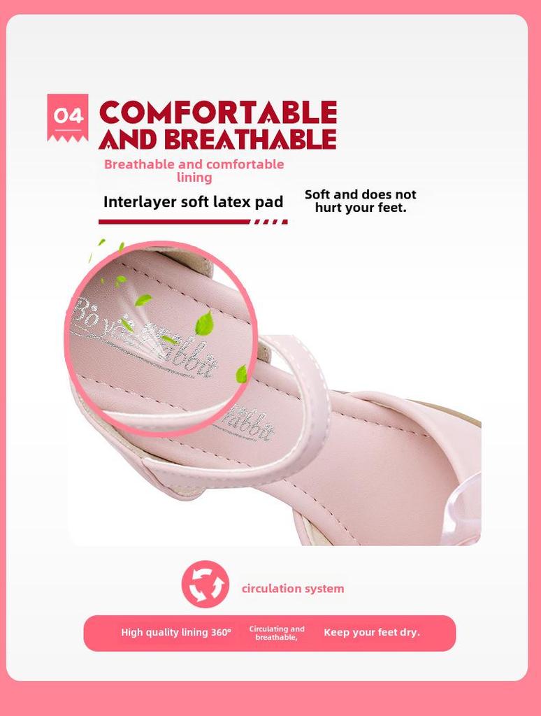 2024 Новые мягкие кожаные сандалии принцессы для девочек - Летняя танцевальная обувь для малышей и маленьких девочек