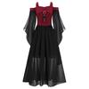 Girls Halloween Medieval Renaissance Gothic Dress Cold Shoulder Butterfly Sleeve Lace Up Witch Dress Cosplay Dress