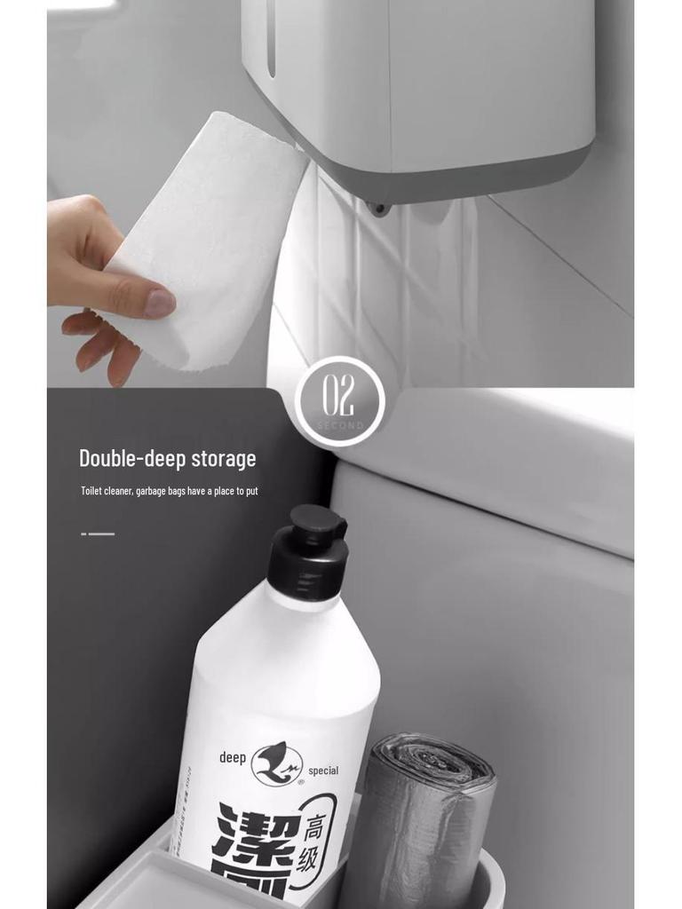 Wall-Mounted Waterproof Toilet Paper Holder and Tissue Box