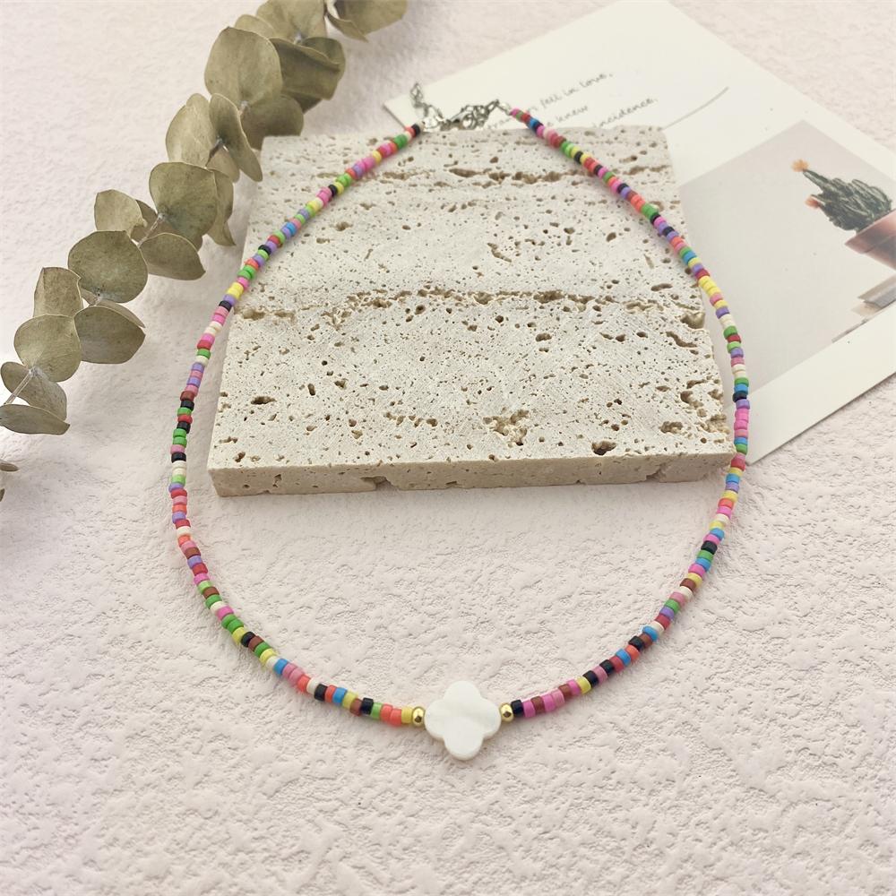Модное колье-колье для девочек и женщин, красочное ожерелье из бисера с ракушкой, кулон в форме сердца, модные украшения на шею