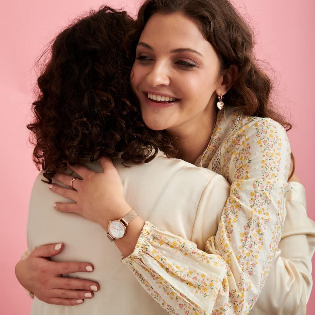 Authorized Distributor Olivia Burton Watch OB16VM11 Abstract Floral Rose Gold Mesh [OLIVIA BURTON] Women's