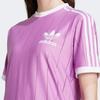 adidas Женская повседневная футболка Originals Adicolor в полоску с логотипом, с коротким рукавом, фиолетовая, IY7226