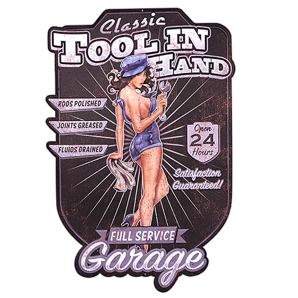 Les Trésors De Lily [A3221] - Retro Metal Sign 'Full Service Garage' Vintage Blue Black - 55x37 Cm