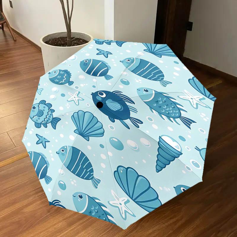 1PC fish shell Umbrella-8-Rib Reinforced Portable Folding Travel Suitable for All Seasons Outdoor Daily Use -J0334