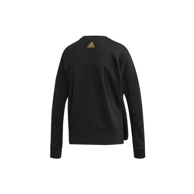 adidas Свободный повседневный круглый вырез флис американский пуловер свитшот женский свитшот черный DZ8676