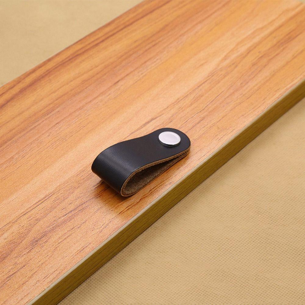 Soft Leather Handle Brown Door Knobs Classic Cabinet Pulls Kitchen