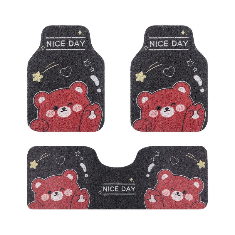 Car Floor Mat for the Driver's Seat, Cute Cartoon Design, Single Piece, Anti-Dirt, Wire Loop, Customizable, New Style Carpet-Style Mat for Women
