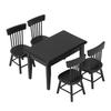 1:12 Dollhouse Table Chair Set Black Wooden Miniature Furniture Accessories for Dining Room Scene