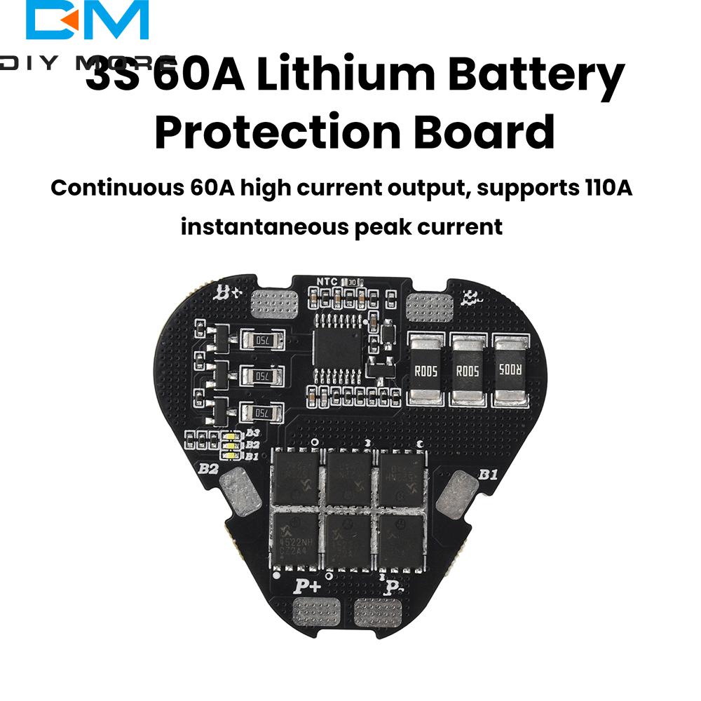 Система управления батареей 3S 11.1V/12.6V, ток 60A, активная балансировка, низкий ток в режиме ожидания, полная защита, высокоточная детекция