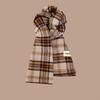 New Retro Christmas Red Plaid Sewn Edge Imitation Cashmere Scarf Women's Winter Warm Fashion Versatile Couple Scarf Tide