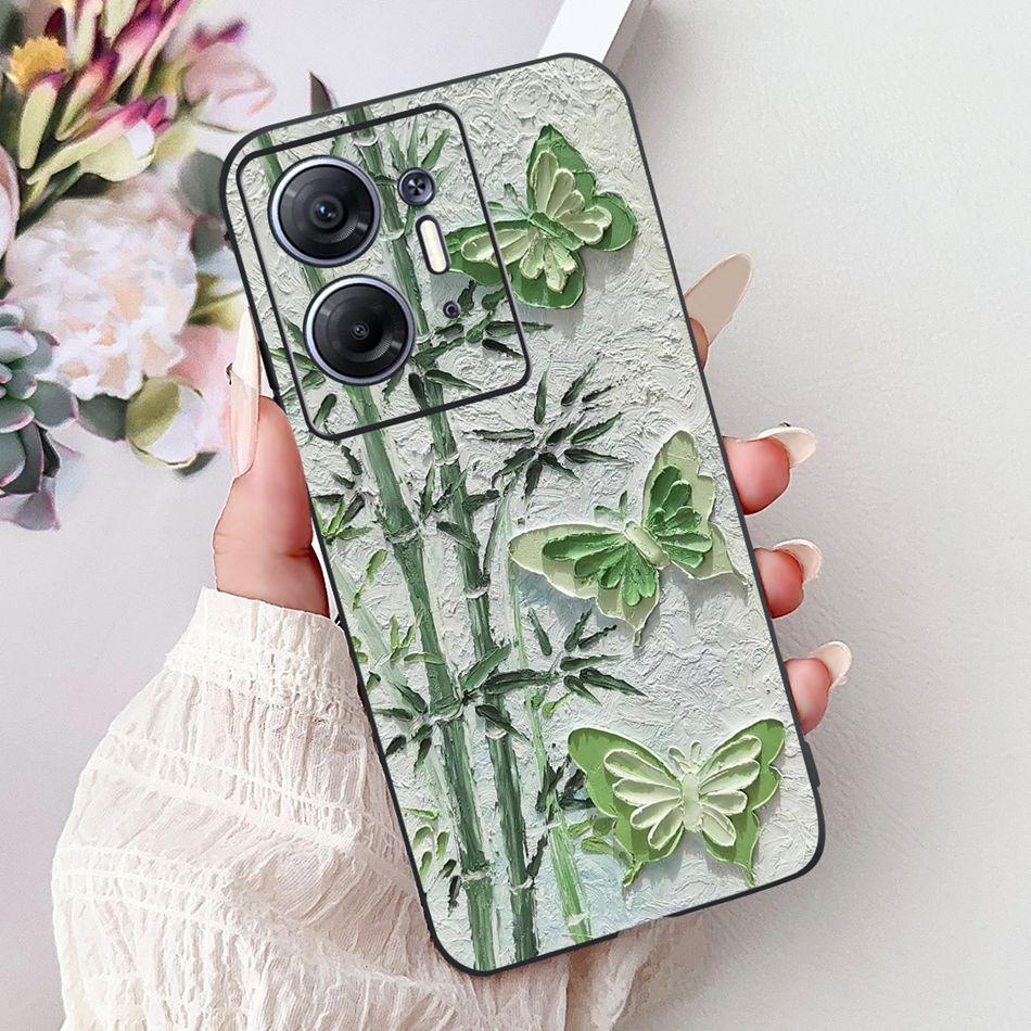 For Infinix Hot 30 5G Elegant Butterfly Cat Printed Phone Case For Infinix Hot30 5G X6832 Black Silicone Soft TPU Cases Bumpers