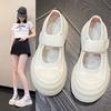 Маленькие белые туфли Мэри Джейн Туфли Женские весенние серебристые одинарные туфли Толстые туфли Маленькие белые туфли Повседневные туфли на плоской подошве