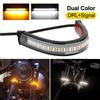 2Pcs Motorcycle Turn Signal Lights LED Strips DRL Amber White Moto Flasher LED Ring Fork Strip Lamp Flashing Blinker Running 12V