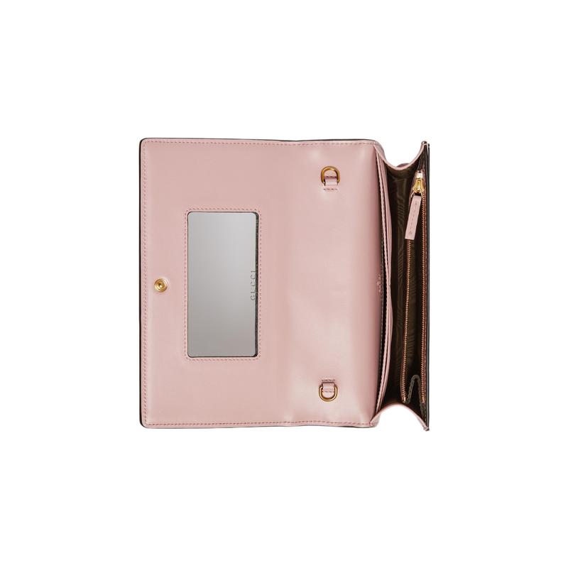 Gucci Snap closure metal chain shoulder strap quilted leather small square bag shoulder crossbody wallet women's pink