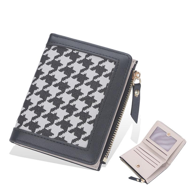 Baellerry Women Fashion Short Wallets Classic Design Bifold Wallet Zipper Hasp Card Holder Coin Purse