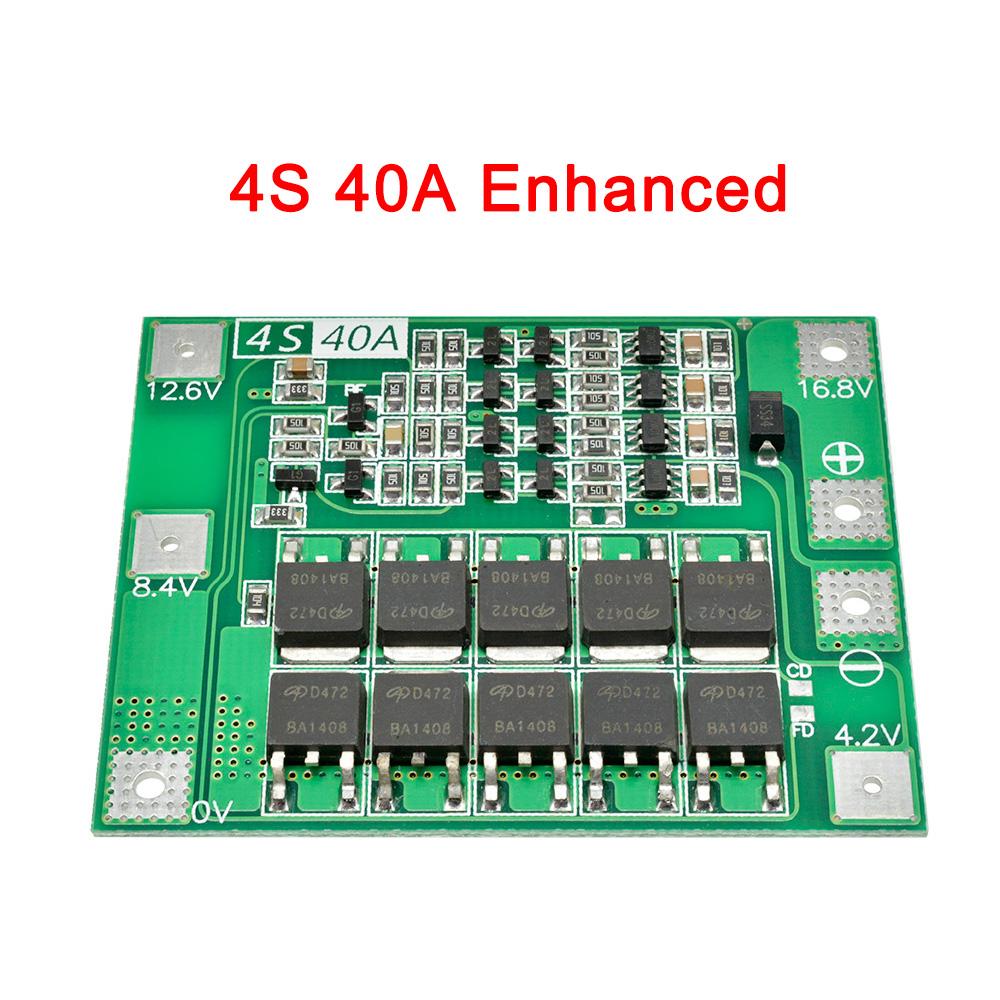 Плата защиты зарядного устройства литий-ионных аккумуляторов 3S 4S 40A 60A BMS для дрели 18650 11.1V 12.6V/14.8V Усиление/Балансировка