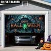 2D door banner, 1 piece, Halloween garage door banner with illuminated neon light "Happy Halloween" logo