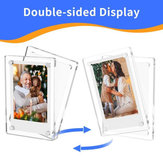 5/10/15Pcs 3-Inch Magnetic Photo Frame Double-Sided Refrigerator Transparent Acrylic Instant Film Holder Picture Display Frame Decoration