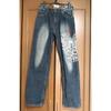 Used Karakuri Tamashii Japanese Pattern Dragon Buddha Statue Embroidery Denim Pants Size 32 Y2K