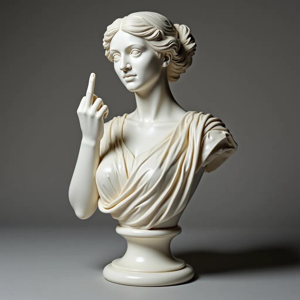 Vienna Goddess Middle Finger Statue Funny Resin Figurine Desk Decor 