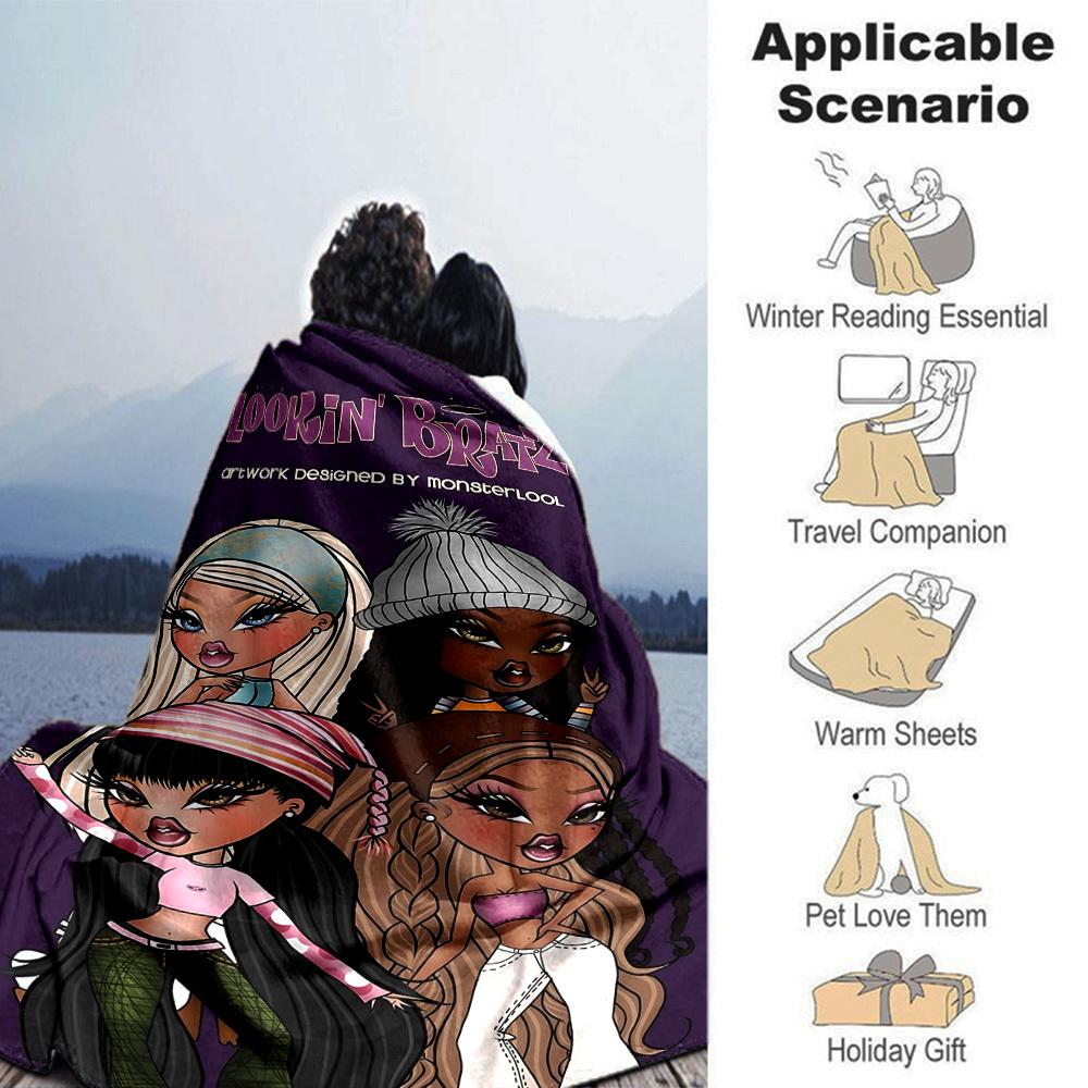1 шт. Lookin' Bratz Monsterlool Мягкое теплое покрывало Плед для сна для дивана, софы, офиса, кровати, кемпинга, путешествий, Удобное
