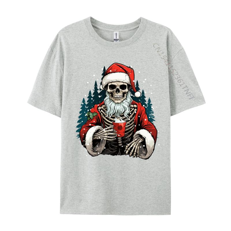 Skeleton Santa Dead Inside Santa Christmas Skull Funny T-Shirts Novelty Birthday Gifts Tees Tops Cotton Black T-Shirt