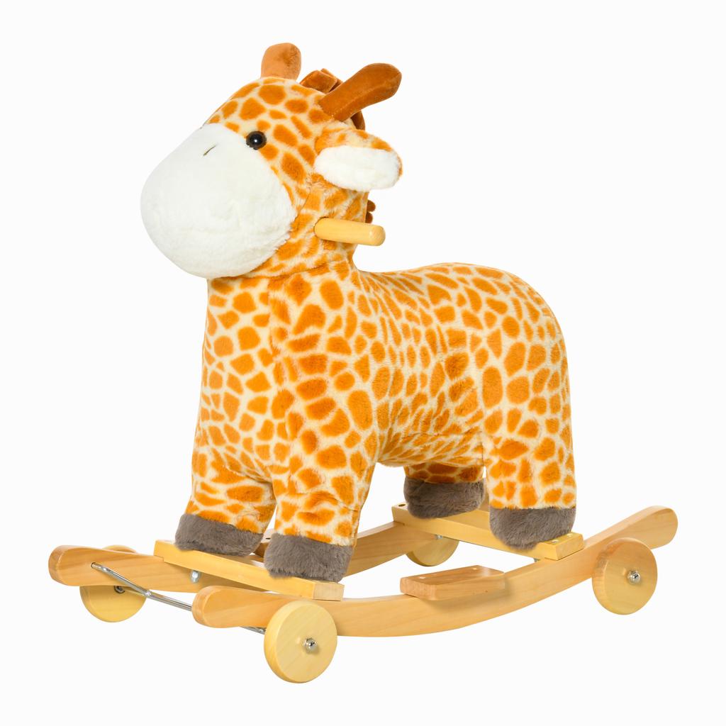 Rocking Animal Giraffe with Sound Effect, Wheels, Grip Handles, Plush Baby Rocking Toy, Rocker, Rocking Seat for Toddlers 3-6 Months