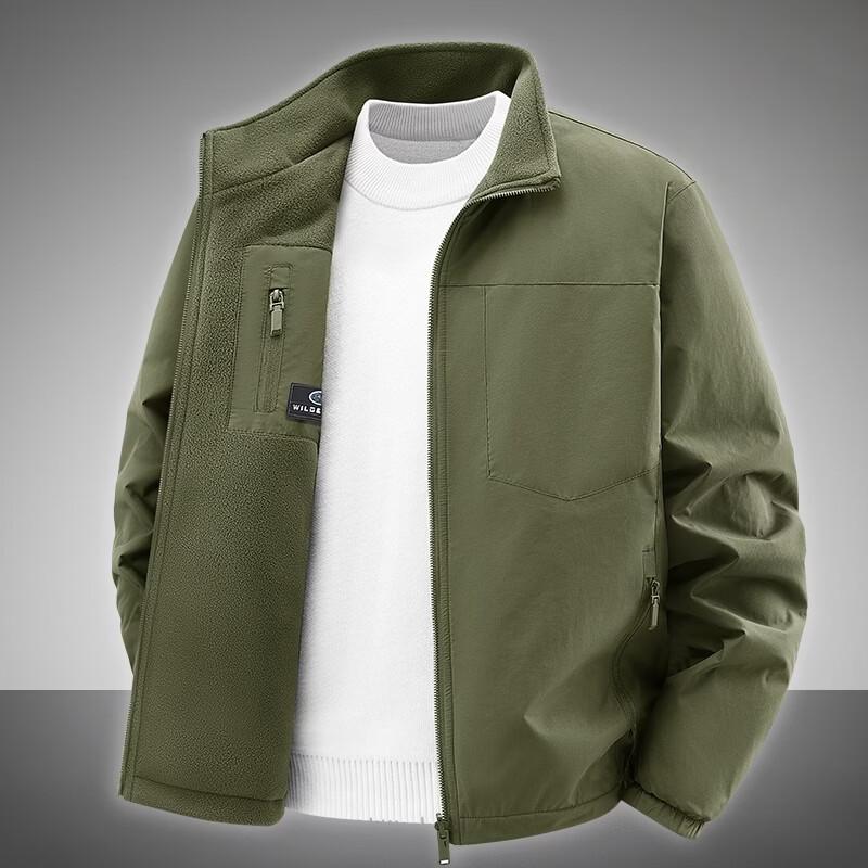 Yalu Men's Fleece-Lined Reversible Stand-Collar Jacket