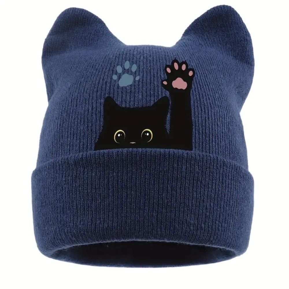 Stretchable Winter Knit Hat Knit Pullover Hat New Cat Ear Beanie Hat Spring Autumn Winter