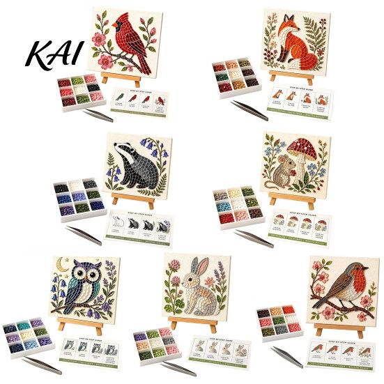 Engaging DIY Projects for Home Garden Woodland Mosaic Art Kit, Animal Tile Craft Complete Crafting Materials Beginner Friendly Project Adults,