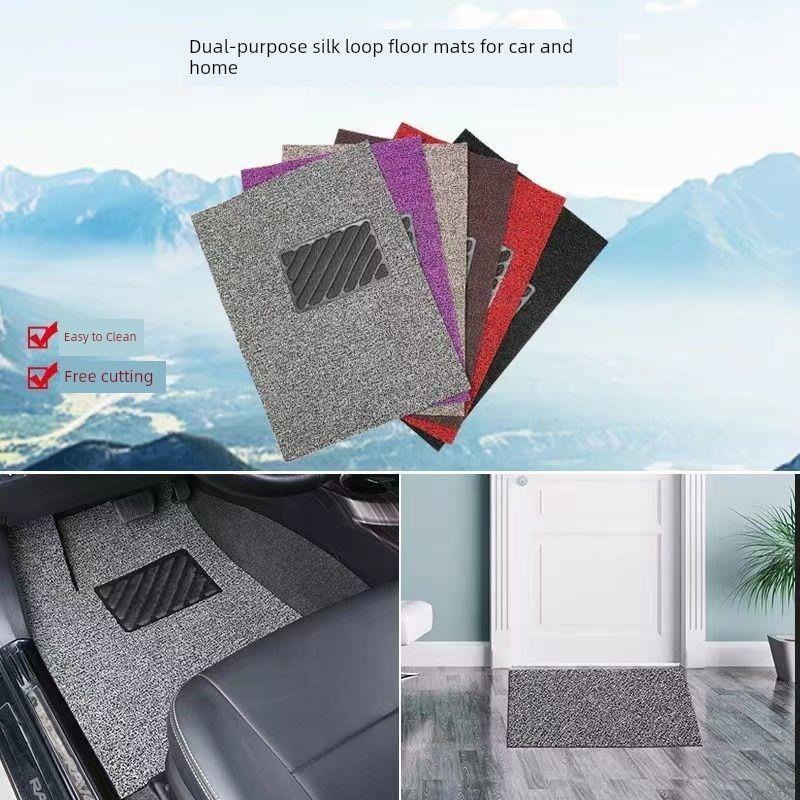 Car Floor Mats, Freely Cuttable, Universal, Easy to Clean, Can Be Cut Individually, for Driver and Passenger Seats, Waterproof, Thickened Silk