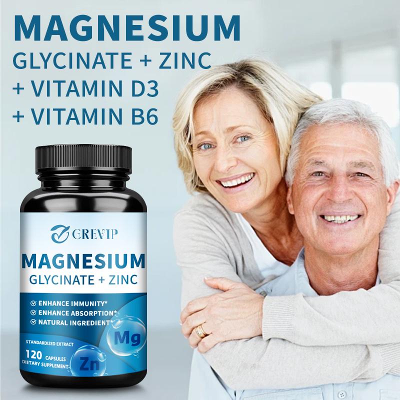 Magnesium Glycine Capsules (with Zinc) – Vegetarian Capsules Suitable for Both Men and Women