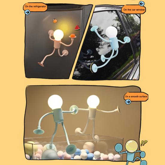 Night Light Creative Shape-Shifting Lighting Adjustable Arm Night Lamp Suction Cup Mini Decorative Lamp for Desk Decor