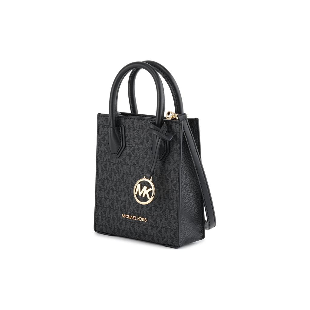 Michael Kors Mk Mercer Классический кулон с логотипом Золотая бирка Сумка-тоут из кожи pebble Женская сумка-тоут Черная 35T1GM9C0I-BLACK