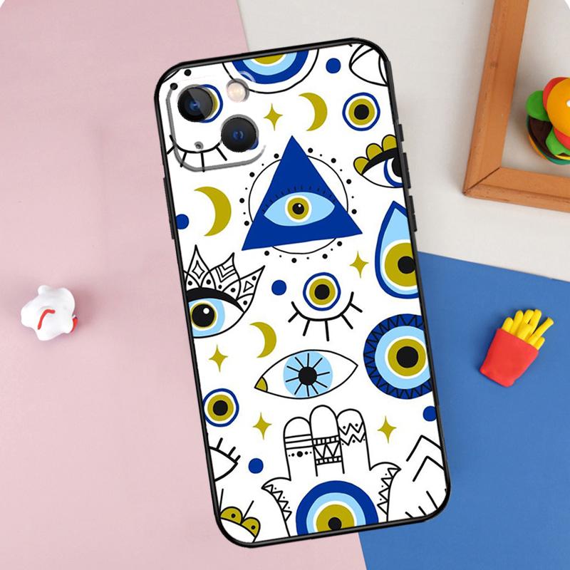Синий Чехол-Броня с Глазом Фатимы для iPhone 16 Pro Max 11 12 13 14 15 Pro Max Mini XR 16e 15 16 Plus