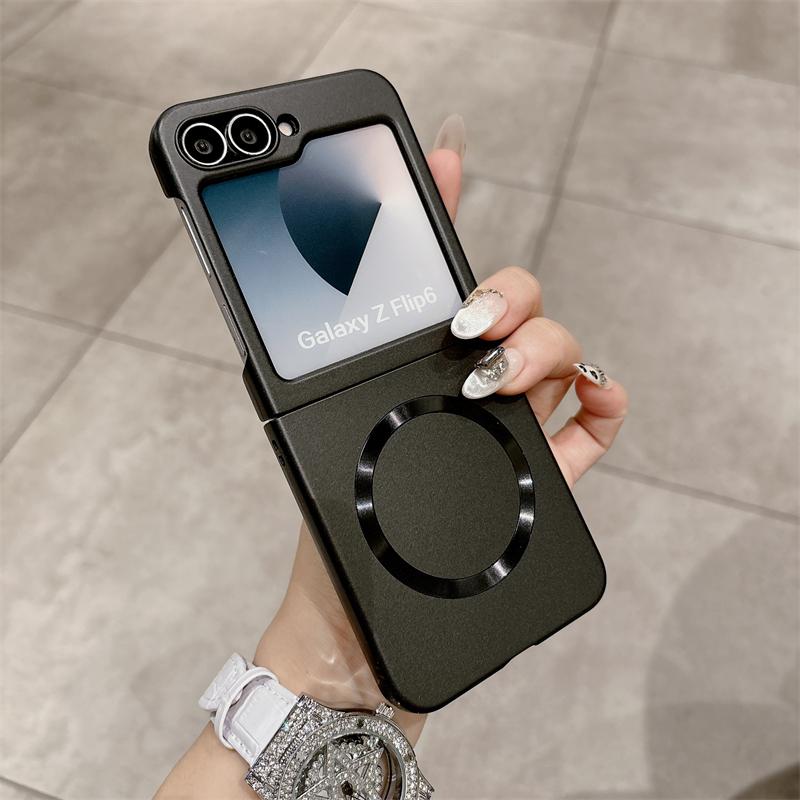 Роскошный матовый жесткий чехол с магнитной фиксацией Magsafe для Samsung Galaxy Z Flip 7 6 5 4 3 Zflip 7 Противоударный Беспроводная зарядка Тонкая накладка