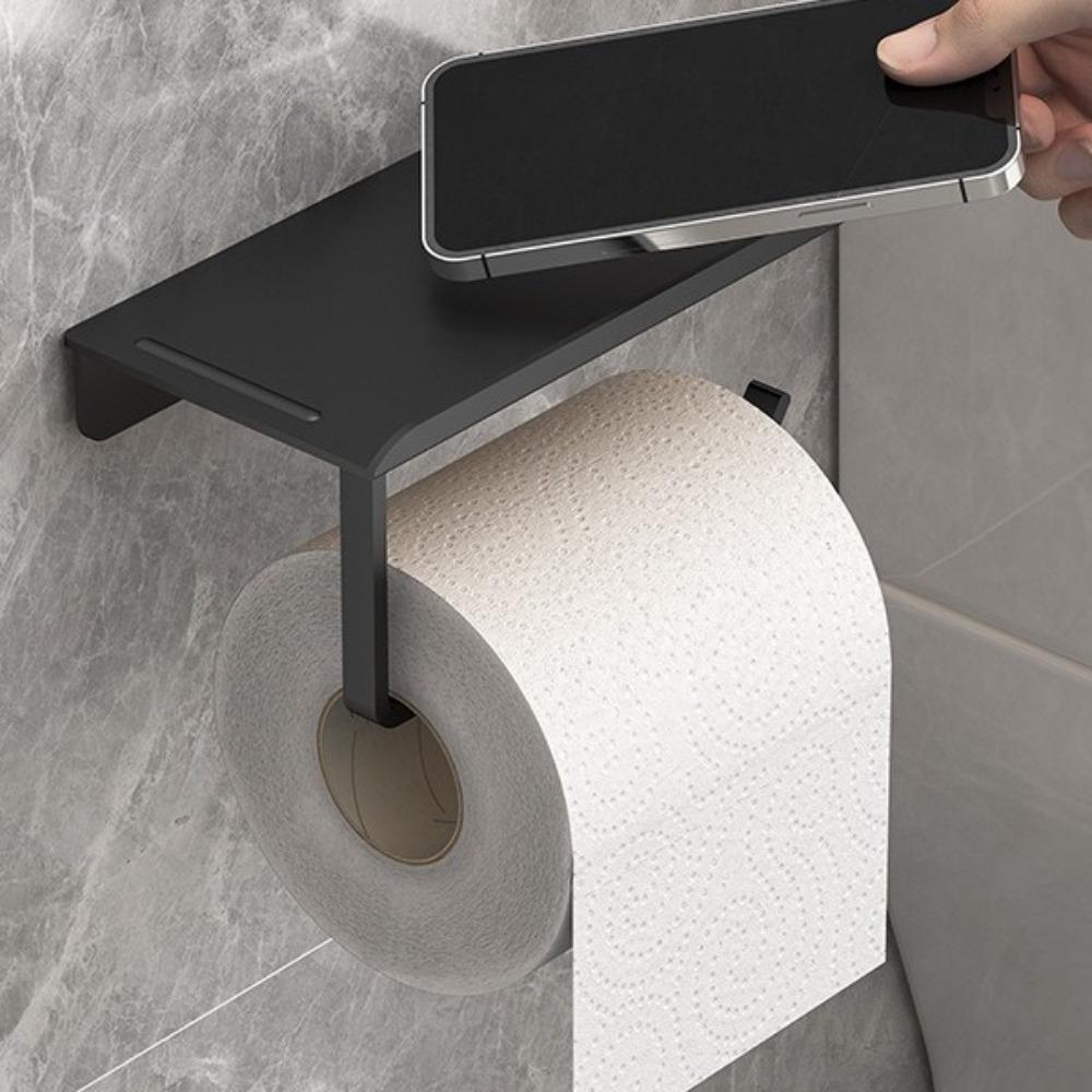 No Punching Toilet Paper Roll Holder Plastic Self Adhesive Bathroom Tissue Paper Holder Easy Installation Wall Mounted