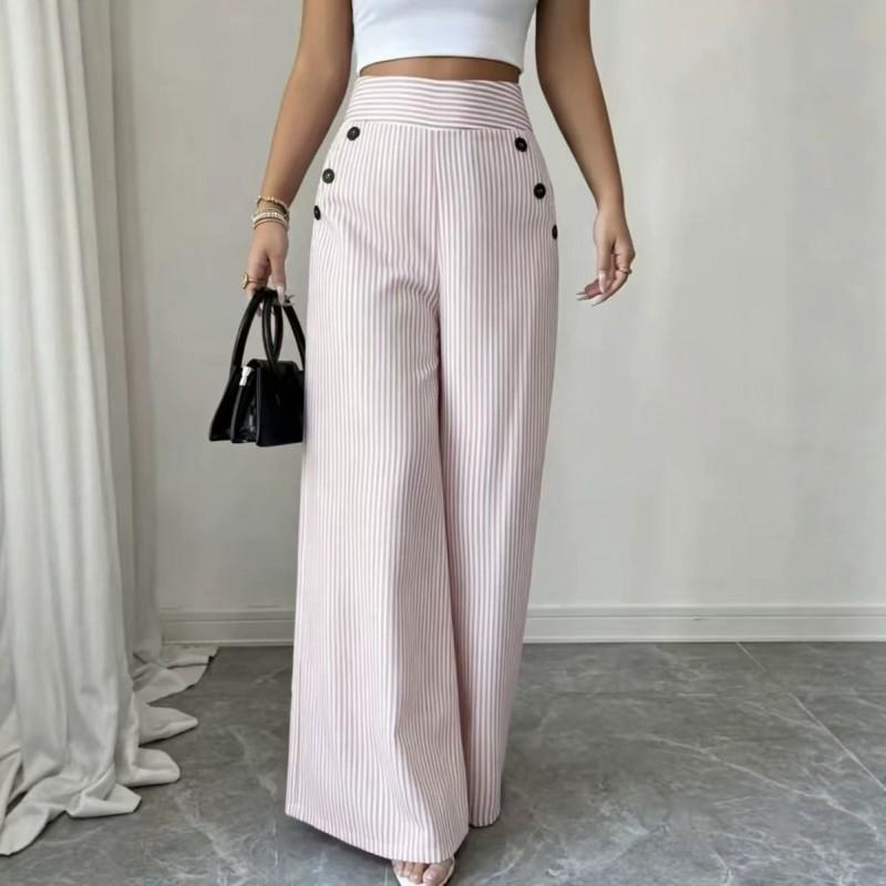 Womens High Waist Wide Leg Striped Pants 2026 Loose Fit Casual Trousers