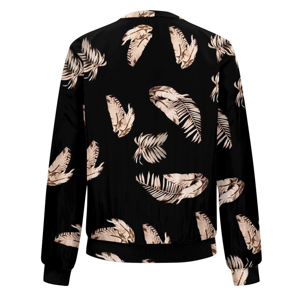 Куртки для женщин, легкие укороченные куртки с длинным рукавом на молнии, модная верхняя одежда с цветочным принтом, повседневные стеганые куртки с карманами