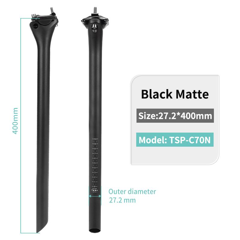 TOSEEK C70 No Logo Carbon Seatpost Light Weight 27.2/31.6mm Matte Black MTB Road Bike Seat Post Seat Tube Bicycle Parts