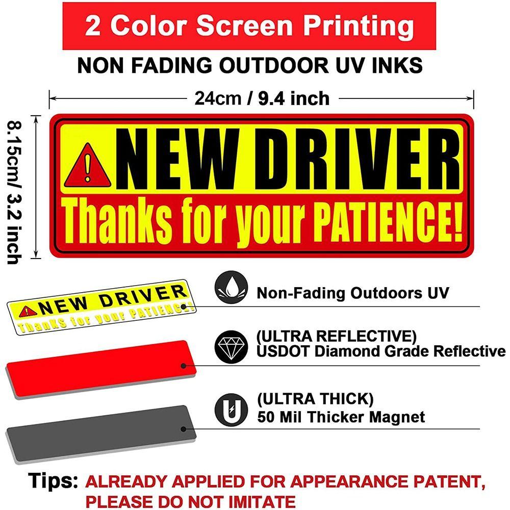 Adhesive Tape Magnetic Reflective Stickers Student Driver Driver Bumper Magnets Driving Test