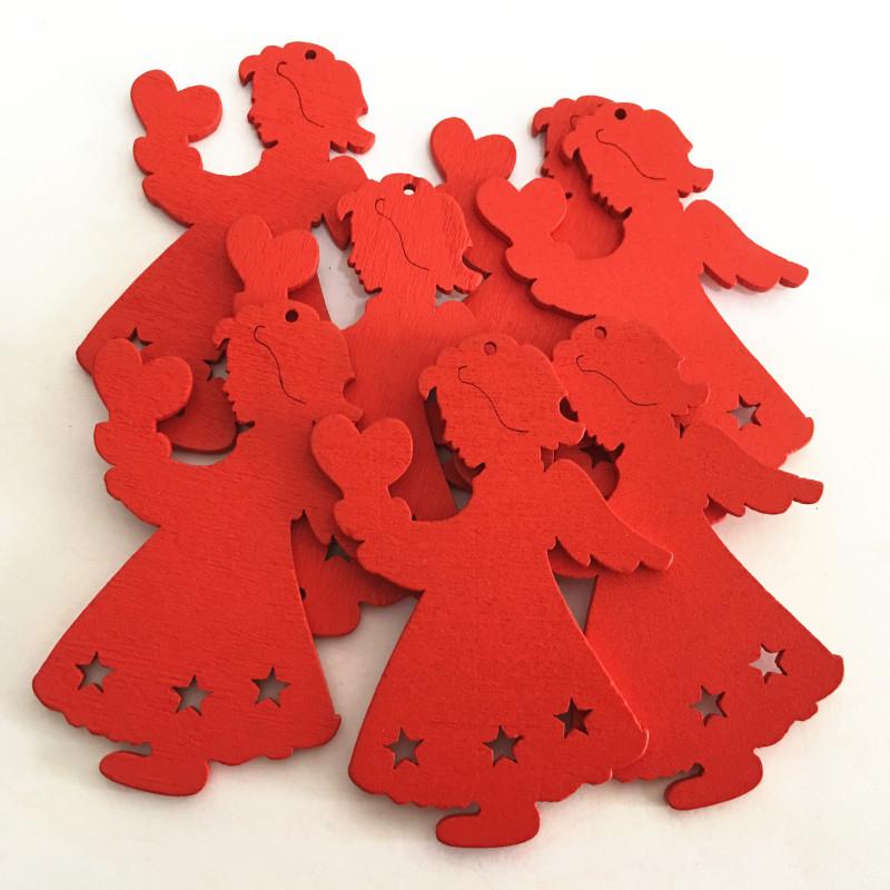 10 шт. Рождественская звезда, подвесные украшения, снежинки, деревянные подвески, рождественская елка, лось, ангел, сердце, праздничные принадлежности
