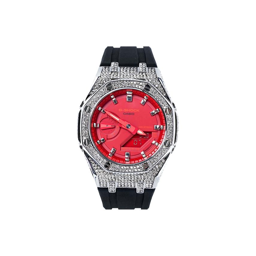CASIO Unisex Liquid Crystal,Analog Dual Display Series 48.5mm Red Watch GA-2100-4A(Watch8--)
