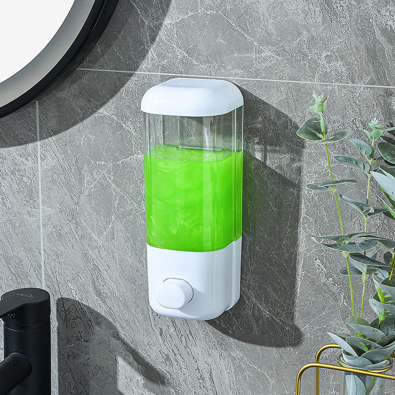 Bathroom Non-Punching Manual Press Soap Dispenser Wall Hanging Traceless Paste Disinfectant Bottle Transparent Dispenser