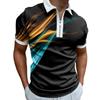 Повседневная футболка с лацканами, молодежная мужская модная футболка на молнии, футболка с коротким рукавом, мужская футболка с 3D зеленым квадратным принтом