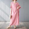 Vintage Long Dress with Cotton and Linen Patterns