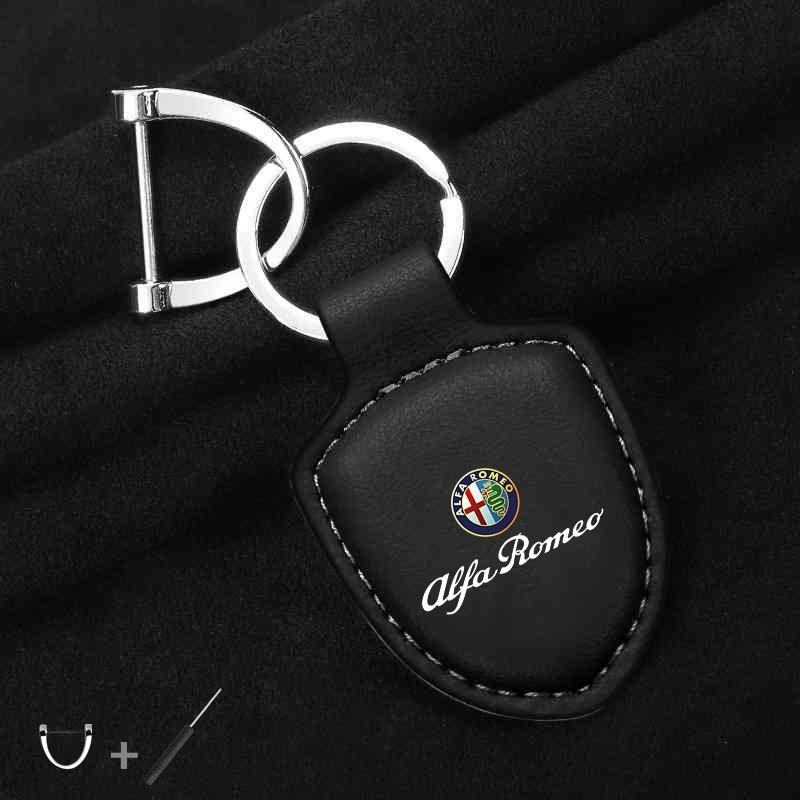 CQSUV1 Leather Car Keychain Key Ring For Alfa Romeo 159 156 147 Mito Giulia Giulietta Tonale Stelvio 8C Volante Accessories