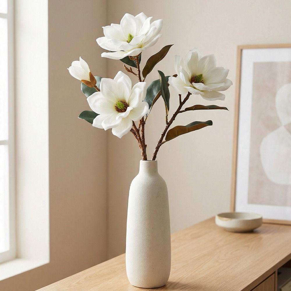 Real Touch Artificial Magnolia Flower Large Faux Magnolia Branch Home Decoration