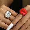 Silver Color Ins Rings Geometric Punk Style Ring Funny Red Lip Shape Finger Ring  Women